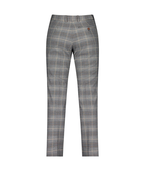 Slim Fit Checked Suit Trousers - Grey