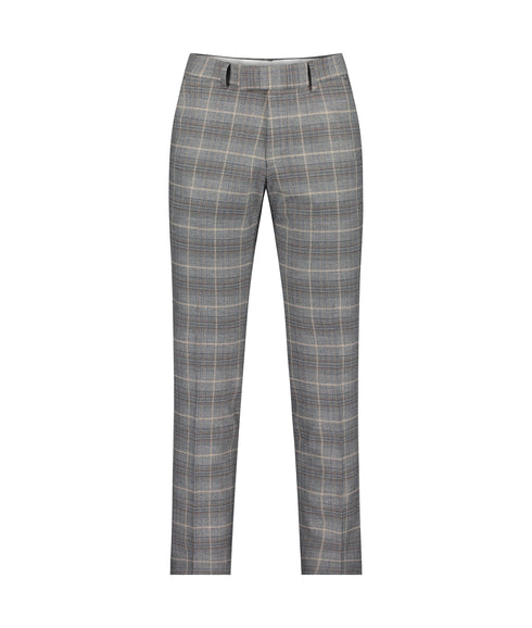 Slim Fit Checked Suit Trousers - Grey