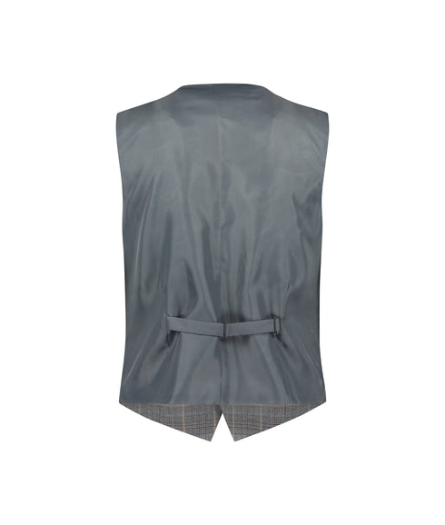 Slim Fit Checked Waistcoat - Grey