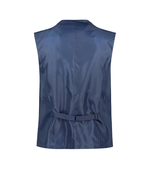 Tweed Overcheck Waistcoat -Navy