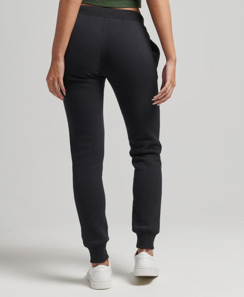 Organic Cotton Vintage Logo Embroidered Joggers - Black