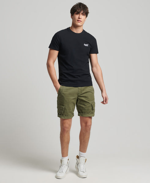 Organic Cotton Vintage Logo Embroidered T-Shirt - Black
