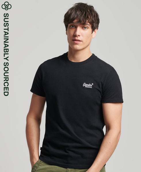 Organic Cotton Vintage Logo Embroidered T-Shirt - Black