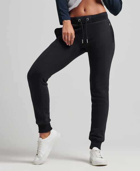 Organic Cotton Vintage Logo Embroidered Joggers - Black