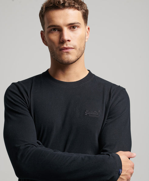 Organic Cotton Vintage Logo Embroidered Top - Black