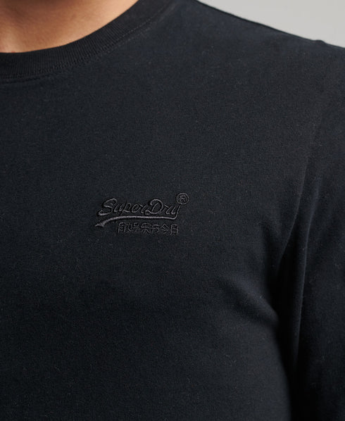 Organic Cotton Vintage Logo Embroidered Top - Black
