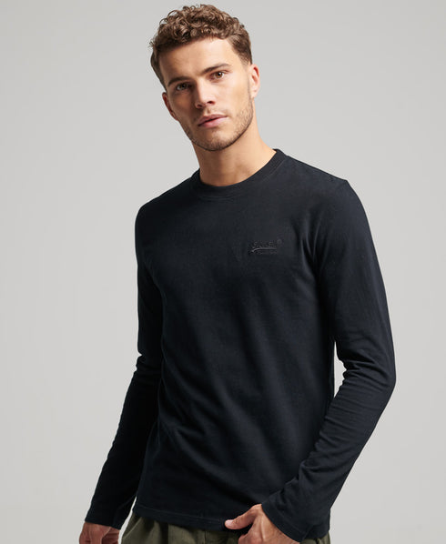 Organic Cotton Vintage Logo Embroidered Top - Black