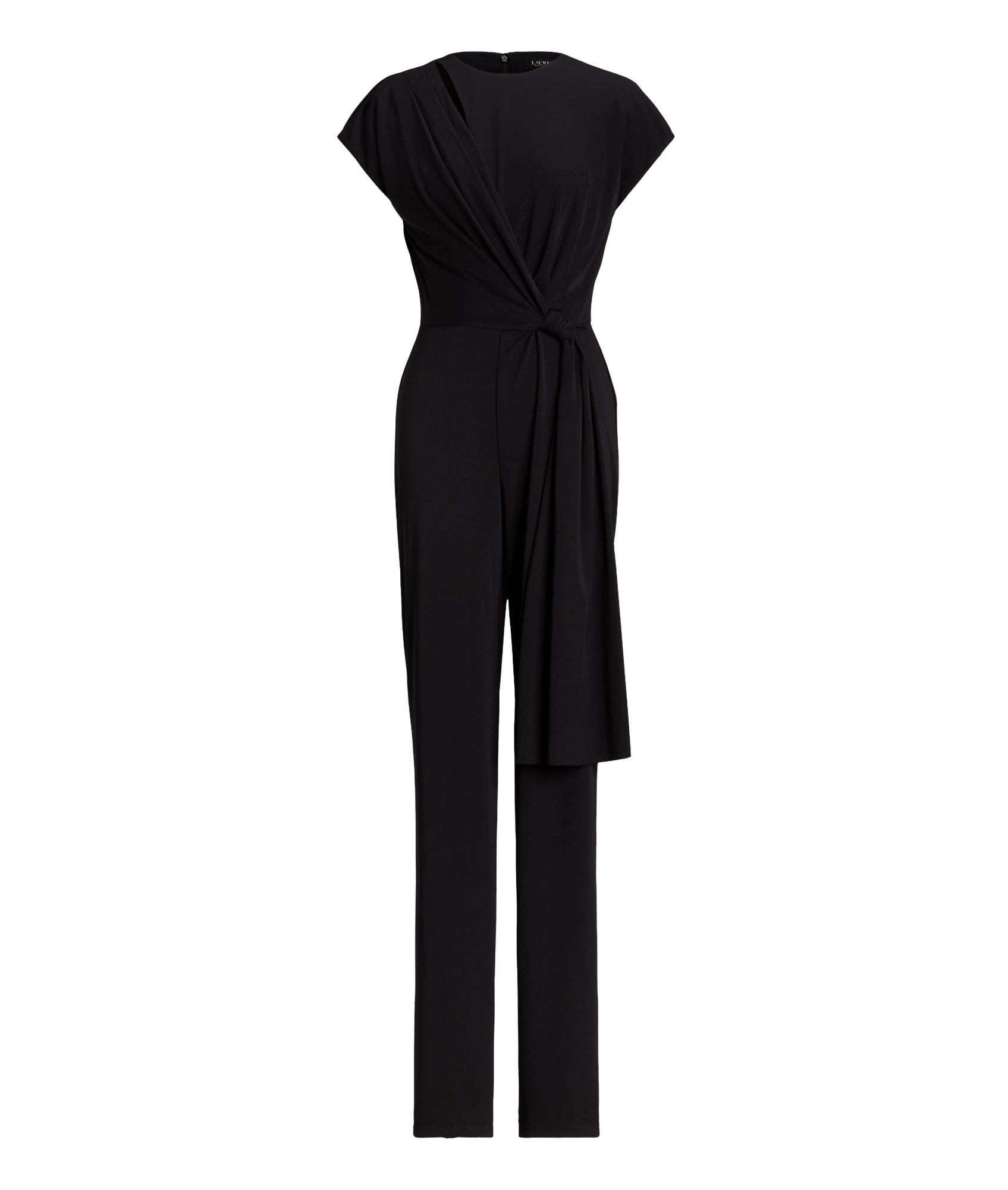 Tie Front Jersey Wide Leg Jumpsuit Black Robert Goddard