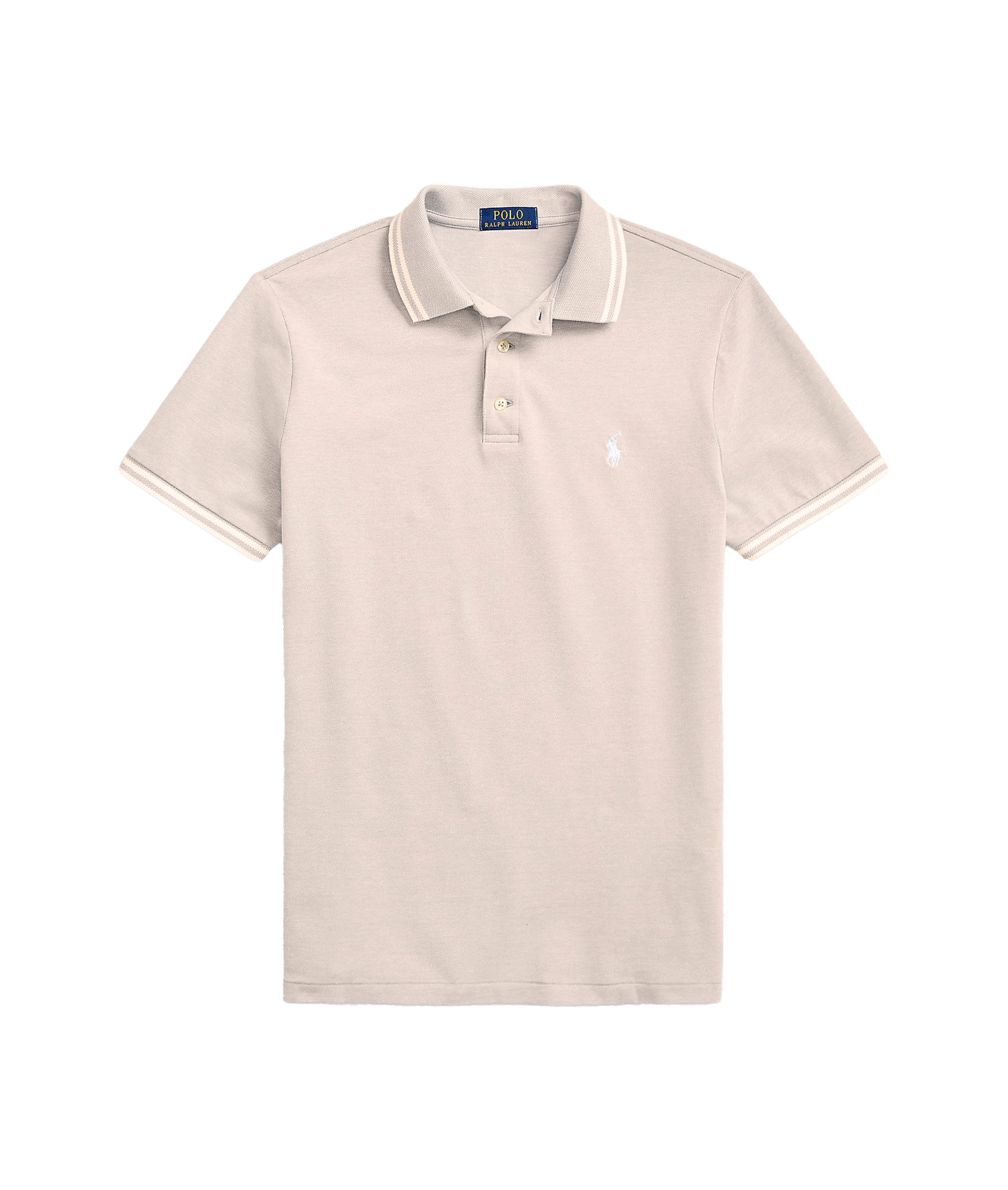 Custom Slim Fit Stretch Mesh Polo Shirt Beige Robert Goddard