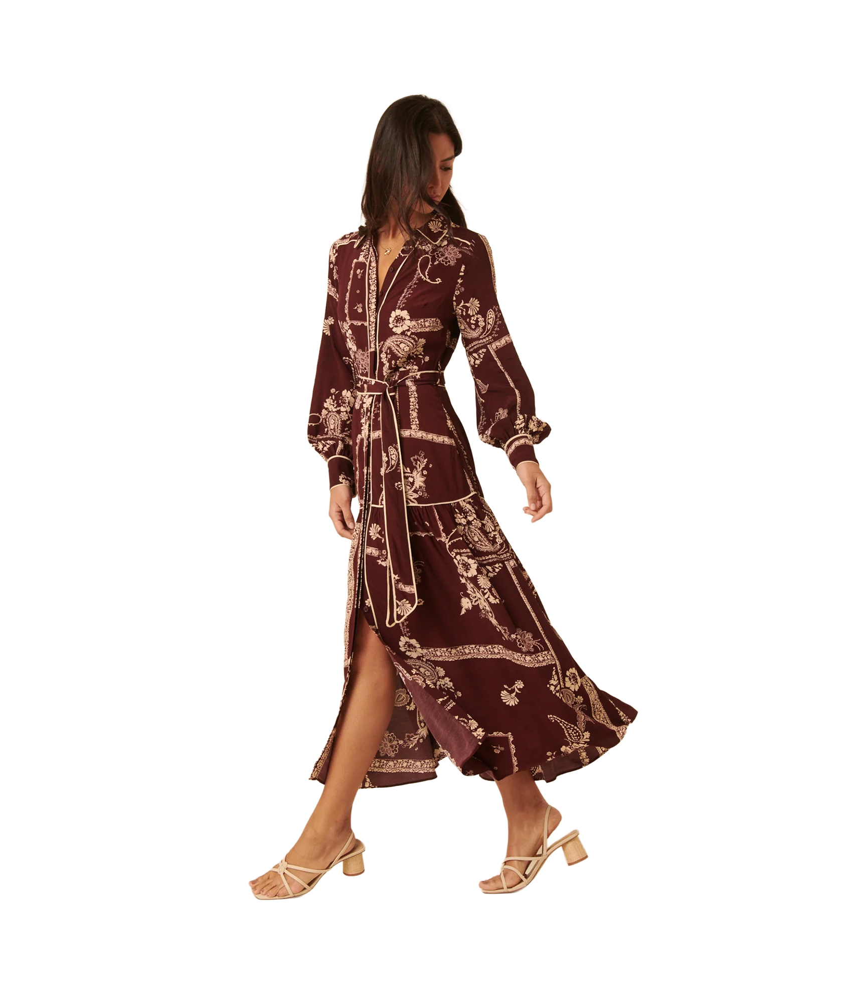 Brooklyn Shirt Midi Dress Large Floral Print Red – Robert Goddard