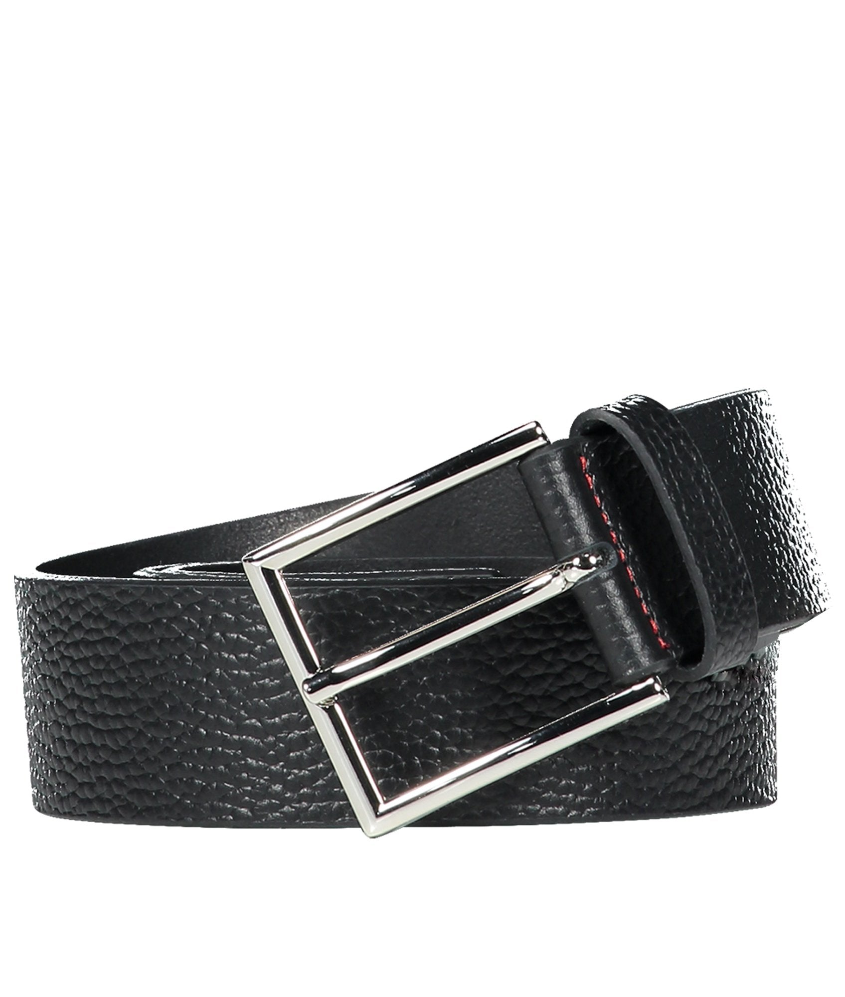 Giaspo Grained-Leather Belt with Logo-Stamped Keeper - Black