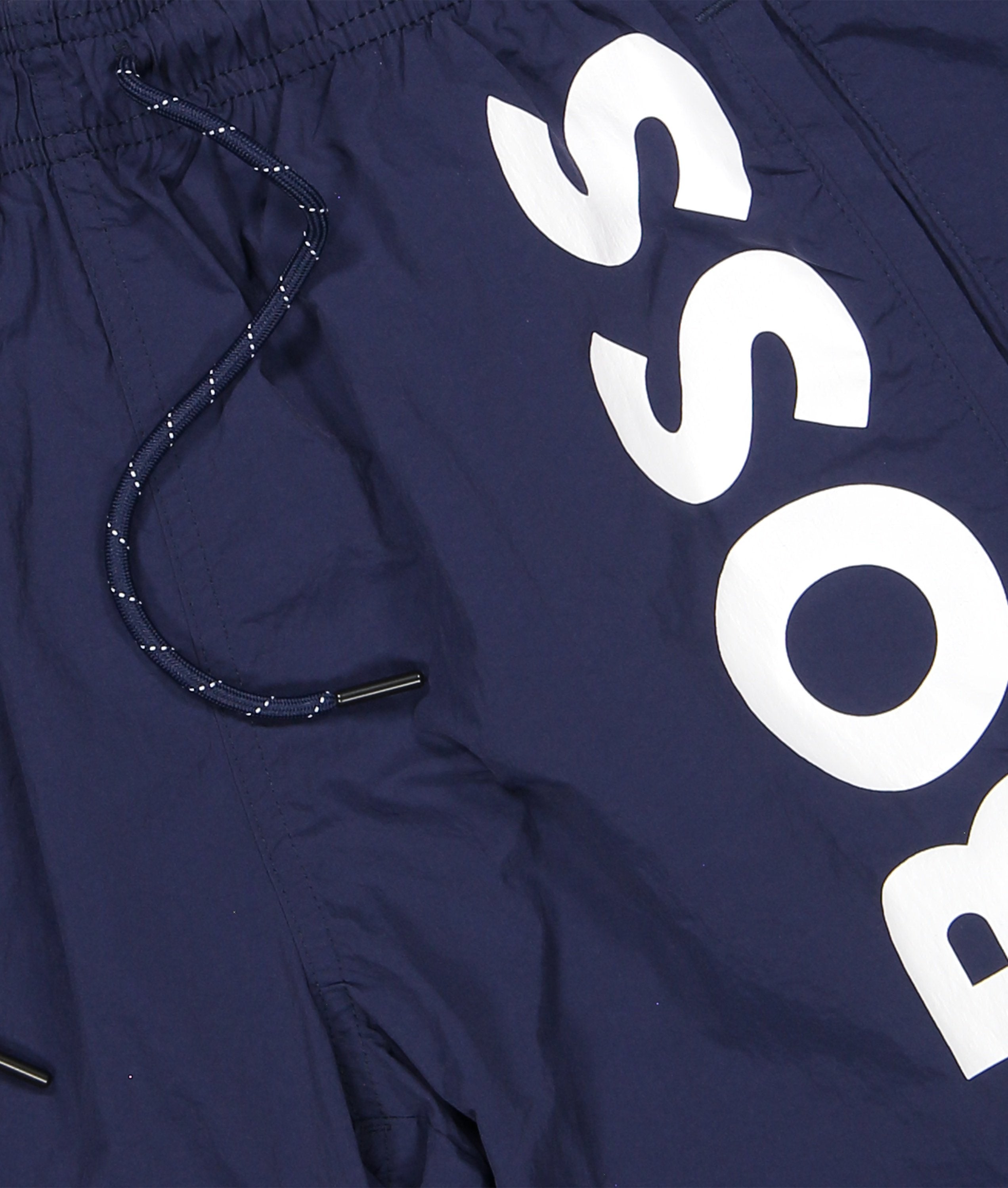 Quick-Drying Swim Shorts with Contrast Logo - Navy