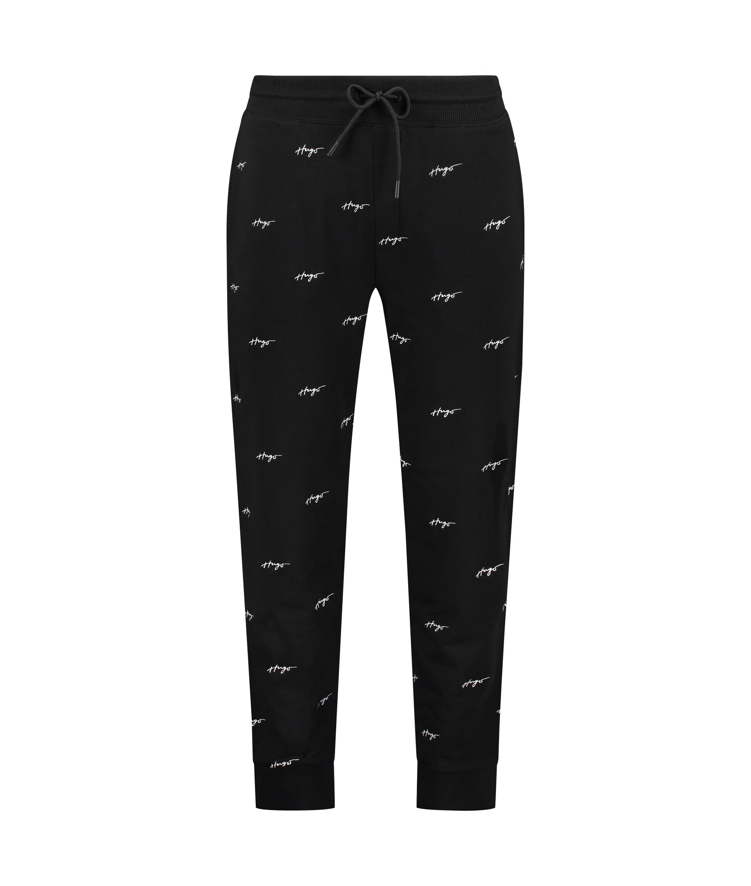 TRACKSUIT BOTTOMS WITH HANDWRITTEN LOGO EMBROIDERY - BLACK