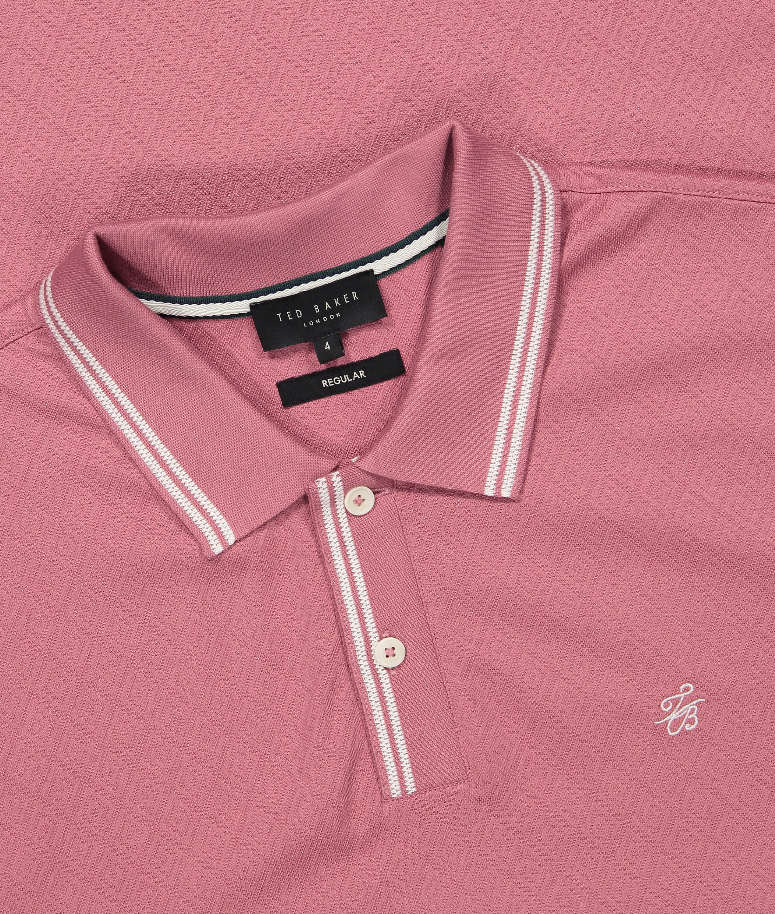 Dynam Monogram Diamond Knit Polo Shirt - Mid Pink
