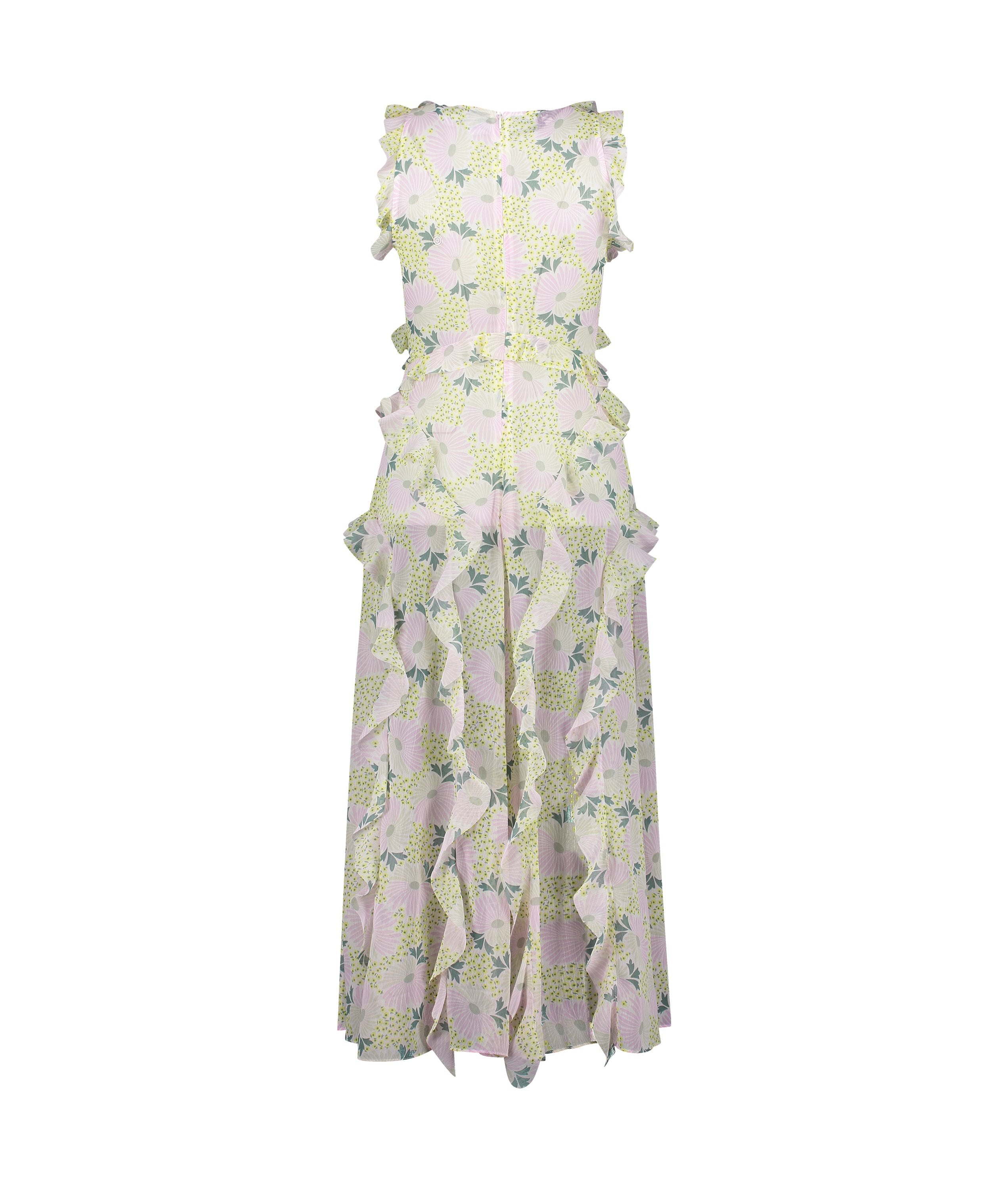 Calinia Sleeveless Waterfall Ruffle Midi Dress - Lilac