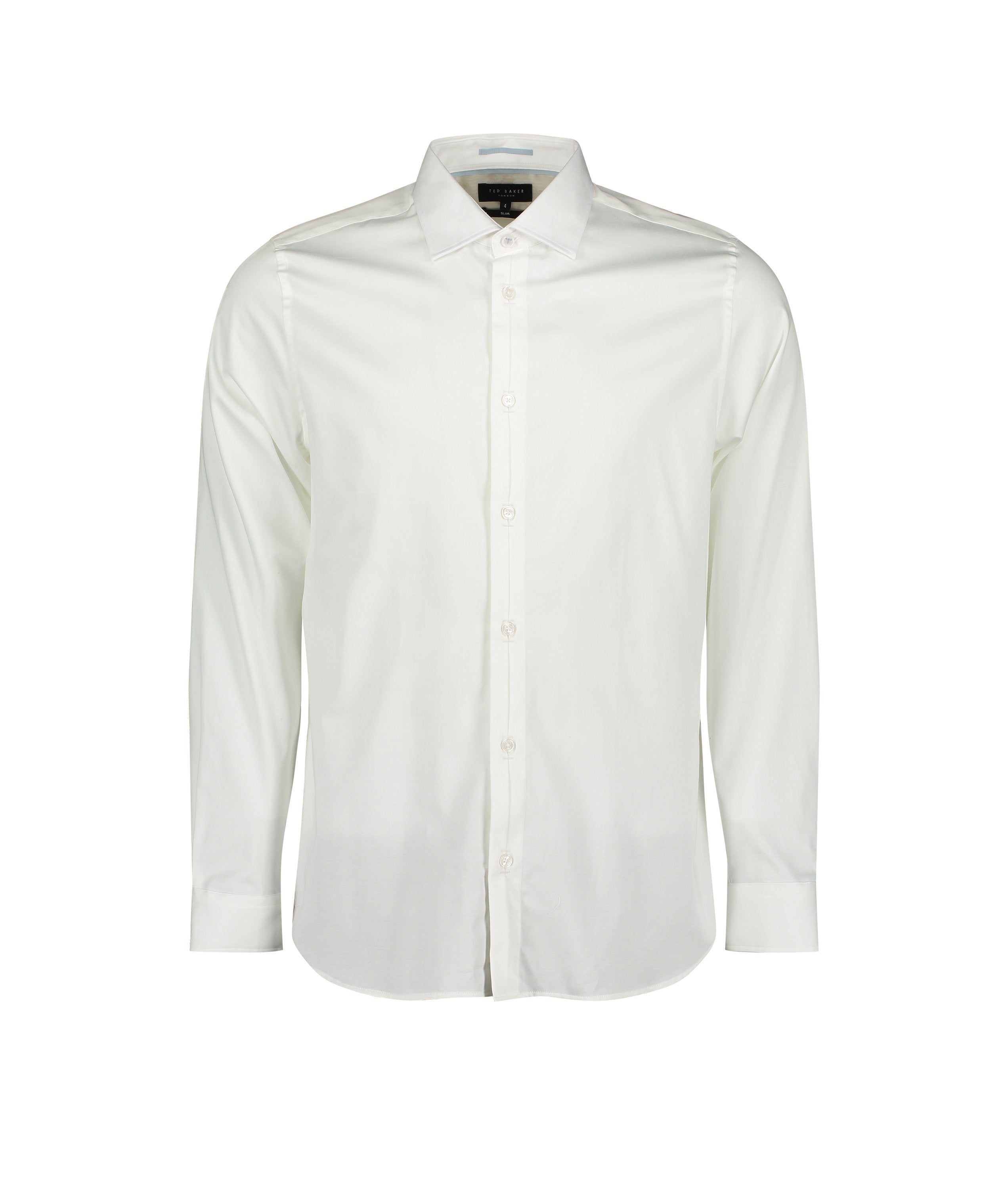 Bellow Long Sleeve Satin Stretch Shirt - White