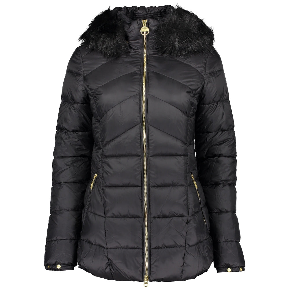 barbour international hampton quilted jacket with fur trim hood