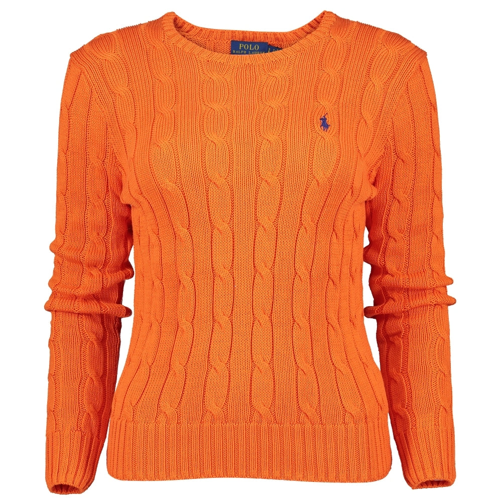 Cable Knit Cotton Orange Jumper | Polo 