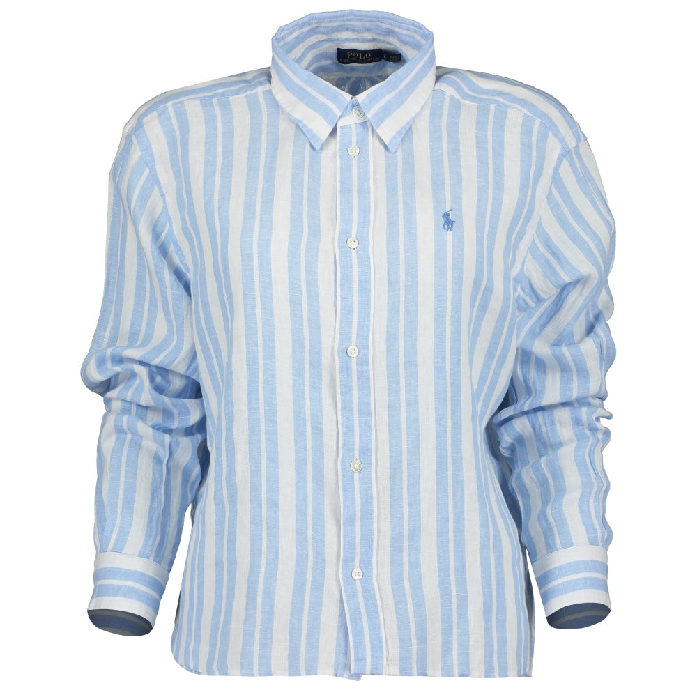 ralph lauren blue linen shirt